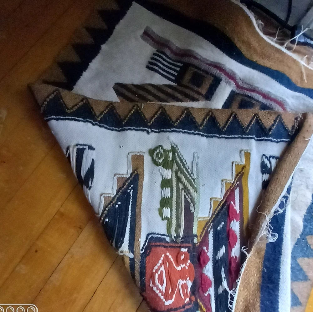 KILIM WOOL Authentic Teal Handmade Woven Weave Rug - Picture 2 of 4